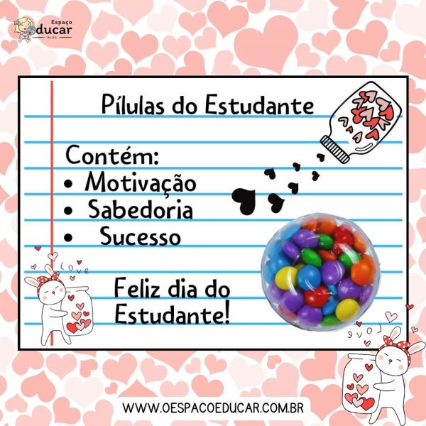 Cartão dia do Estudante com coloreti!
