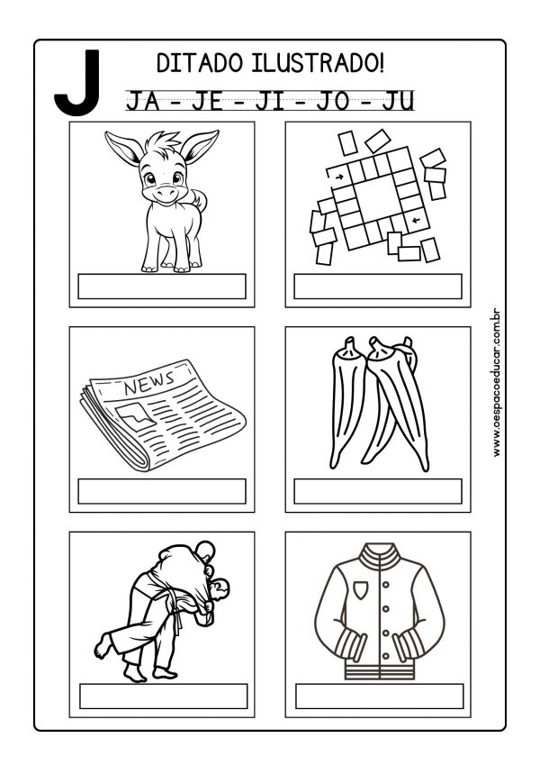 Ditado ilustrado: letra J