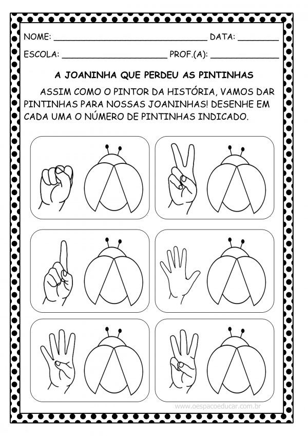 Educação Infantil: trabalhando números com a história “A joaninha que perdeu as pintinhas”!