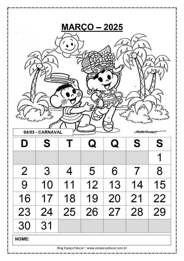 Calendários março de 2025!