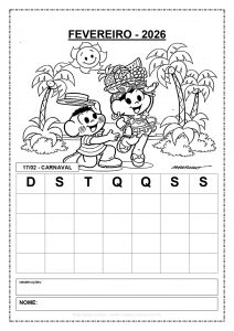 Calendários 2026 para o ano todo! Versão para preencher – Turma da Mônica