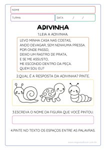 Alfabetização com adivinhas!