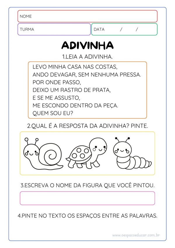 Alfabetização com adivinhas!