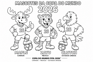 Copa do Mundo 2026: Mascotes para colorir!