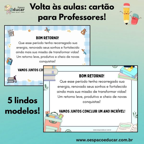 Volta às aulas: cartão para professores!