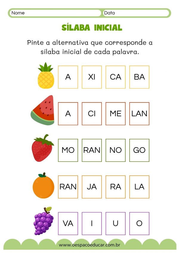 Alfabetização: atividades com frutas!