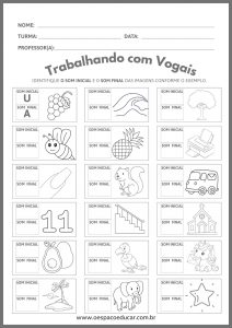 Sequência de atividades das vogais!