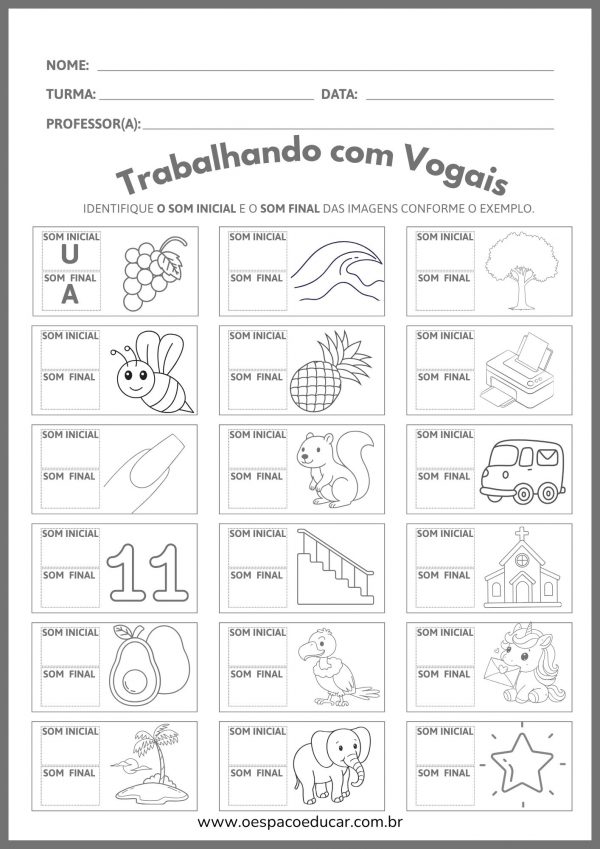Sequência de atividades das vogais!