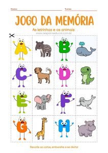 Alfabetização: Jogo da memória dos animais!