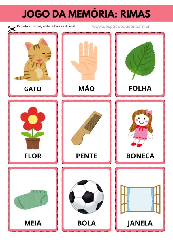 Alfabetização: Jogo da memória das rimas!