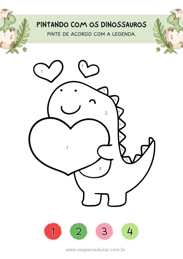 Educação Infantil: pintura legendada com dinossauros!
