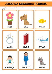Alfabetização: jogo da memória dos plurais!