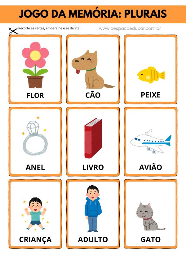 Alfabetização: jogo da memória dos plurais!