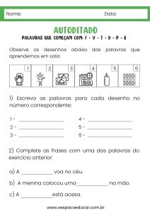 Autoditado das consoantes F, V, T, D, P e B