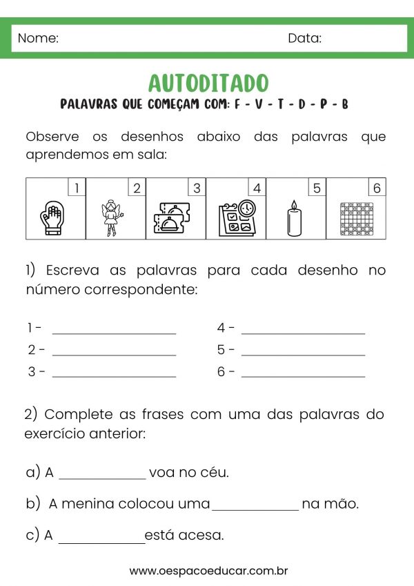 Autoditado das consoantes F, V, T, D, P e B