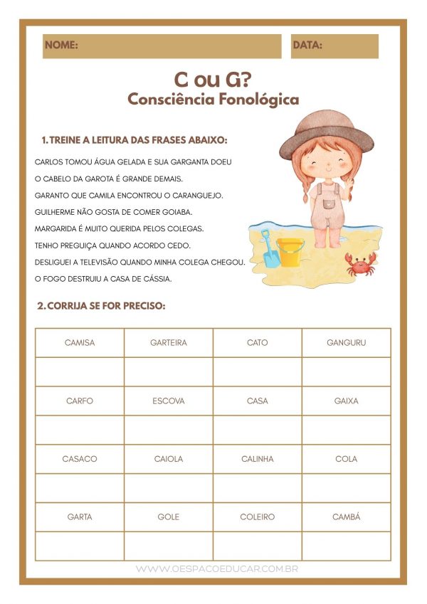 Ortografia: aprendendo a usar C ou G