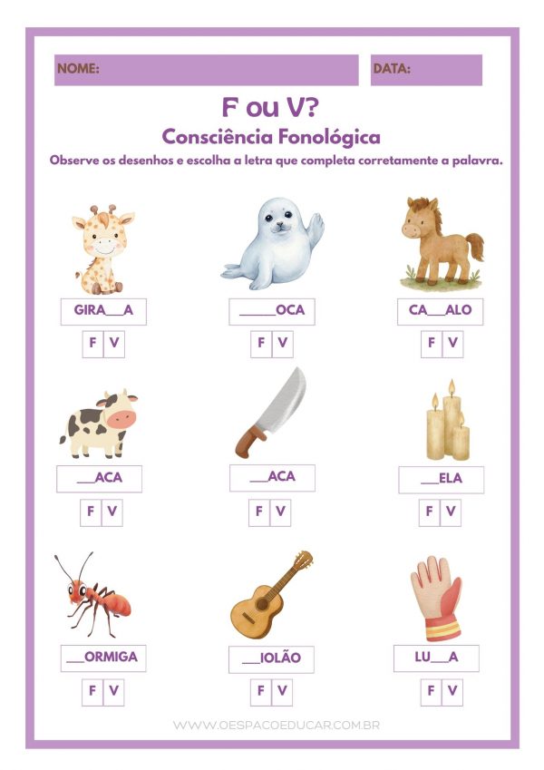 Ortografia: aprendendo a diferenciar F e V