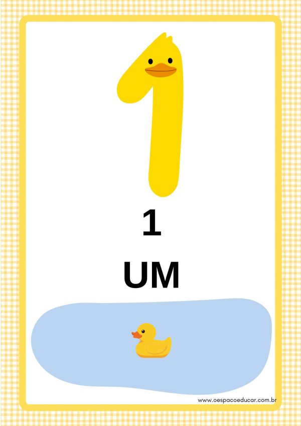 Cartazes dos números (0 a 10) com tema “Patinhos”!