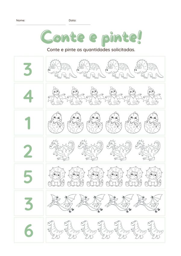Conte e pinte com os dinossauros!