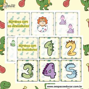 Fichas dos números com tema “Dinossauros”!