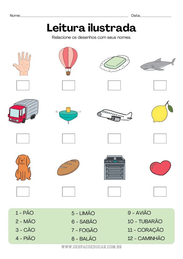 Alfabetização: atividade leitura ilustrada!