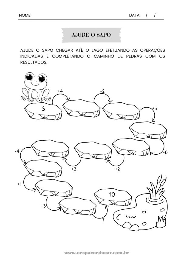 Atividade para imprimir: Ajude o Sapo a Chegar ao Lago!