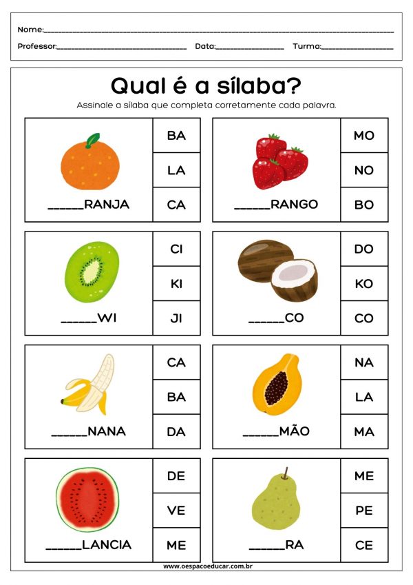 Alfabetização: atividade sílabas simples!