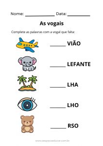 Atividade: Complete com as vogais!