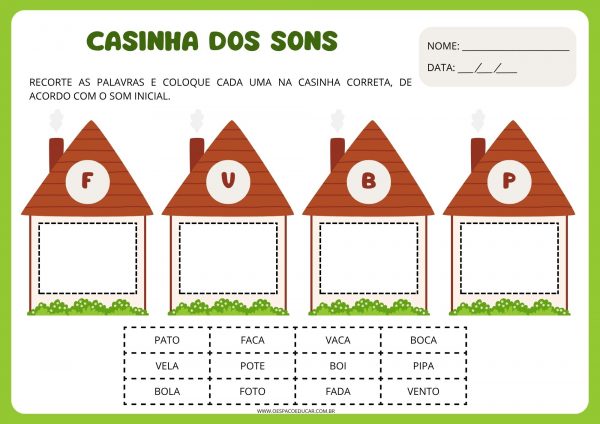 Alfabetização: Casinha dos sons!