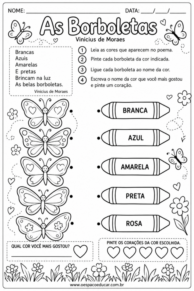 Atividade As Borboletas para Colorir