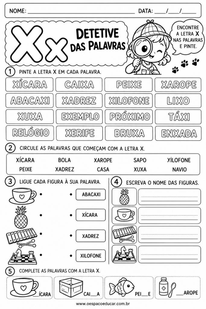 Atividade Detetive da Letra X