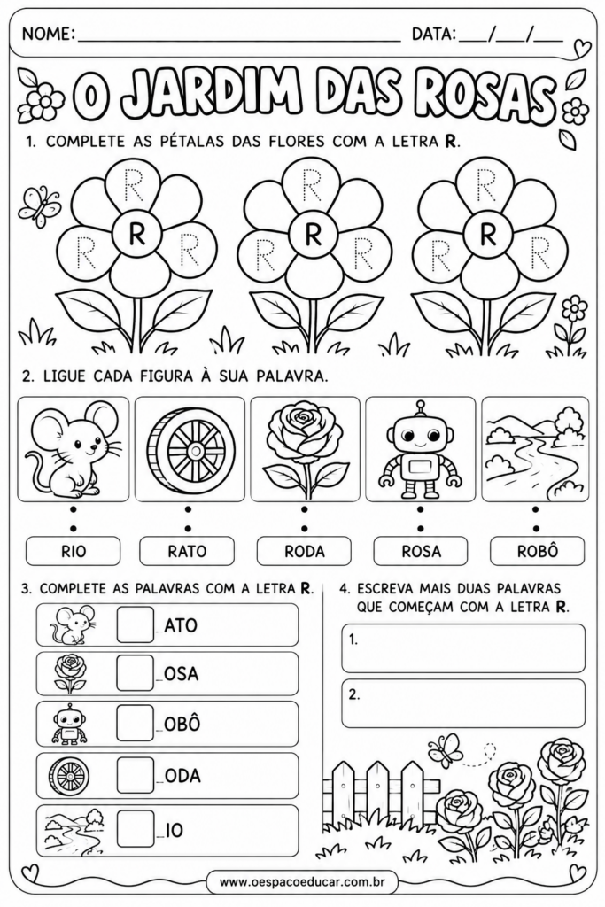 Atividade O Jardim das Rosas e a Letra R