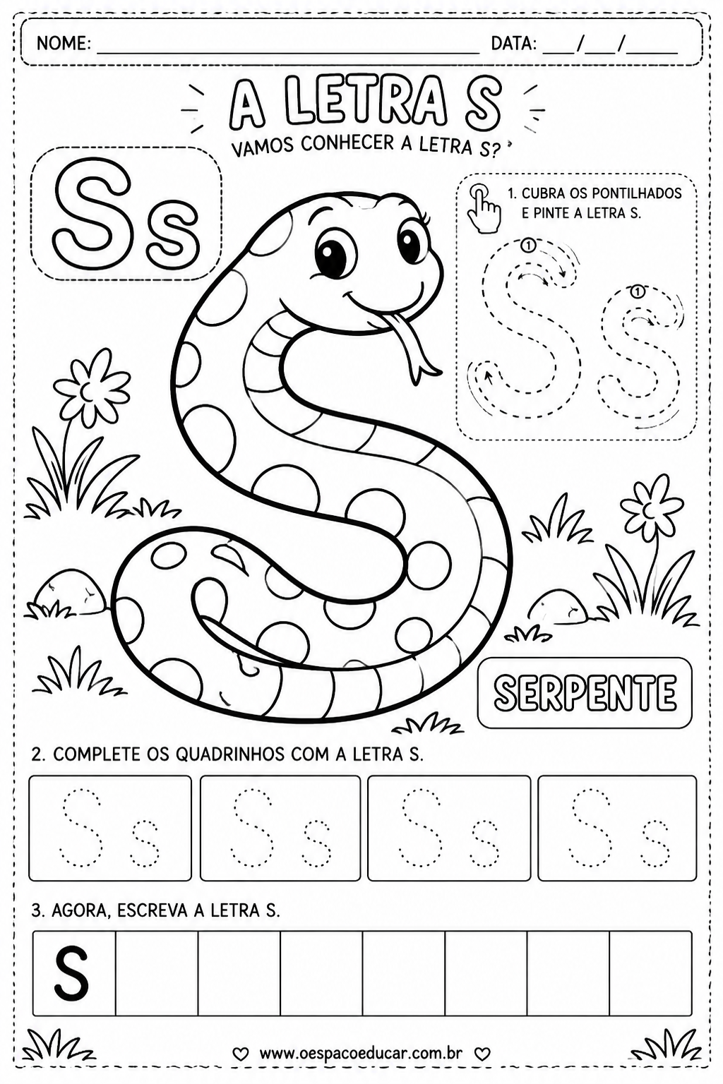 Atividade da Letra S com Serpente