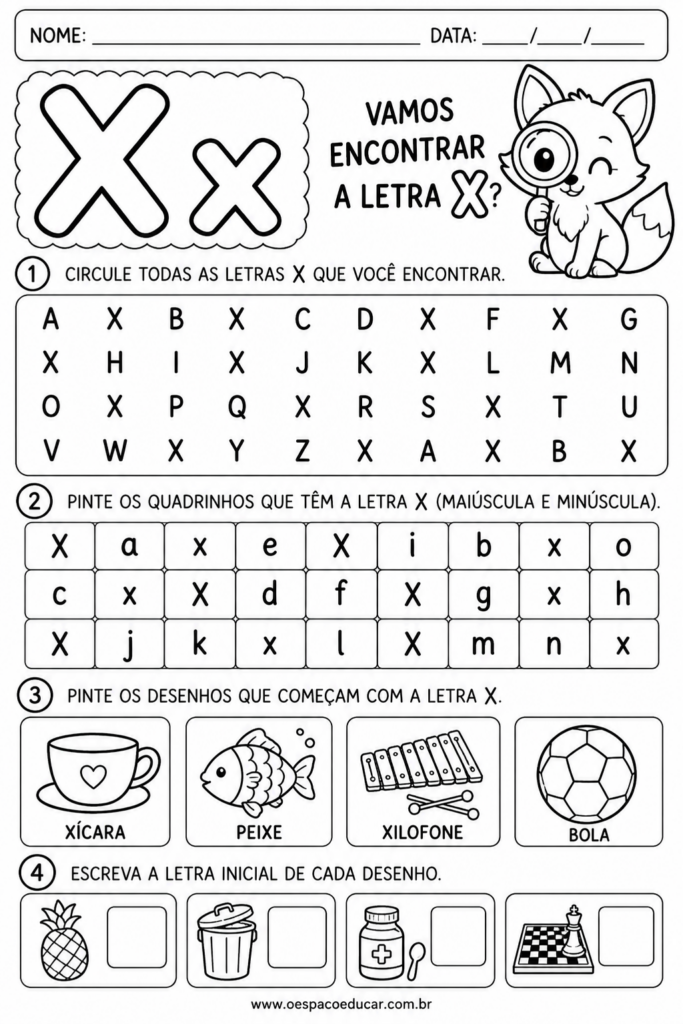 Atividade da Letra X_ Vamos Encontrar_