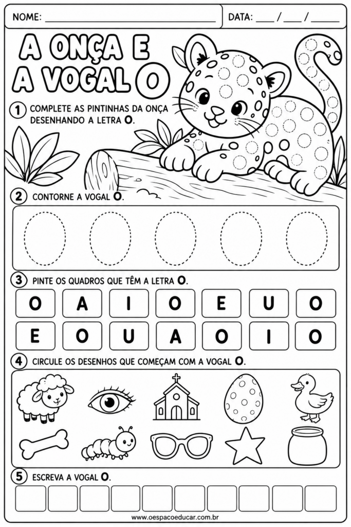 Atividade da Vogal O com Oncinha