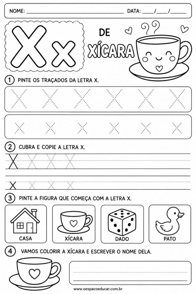 Atividade de Alfabetização_ Letra X