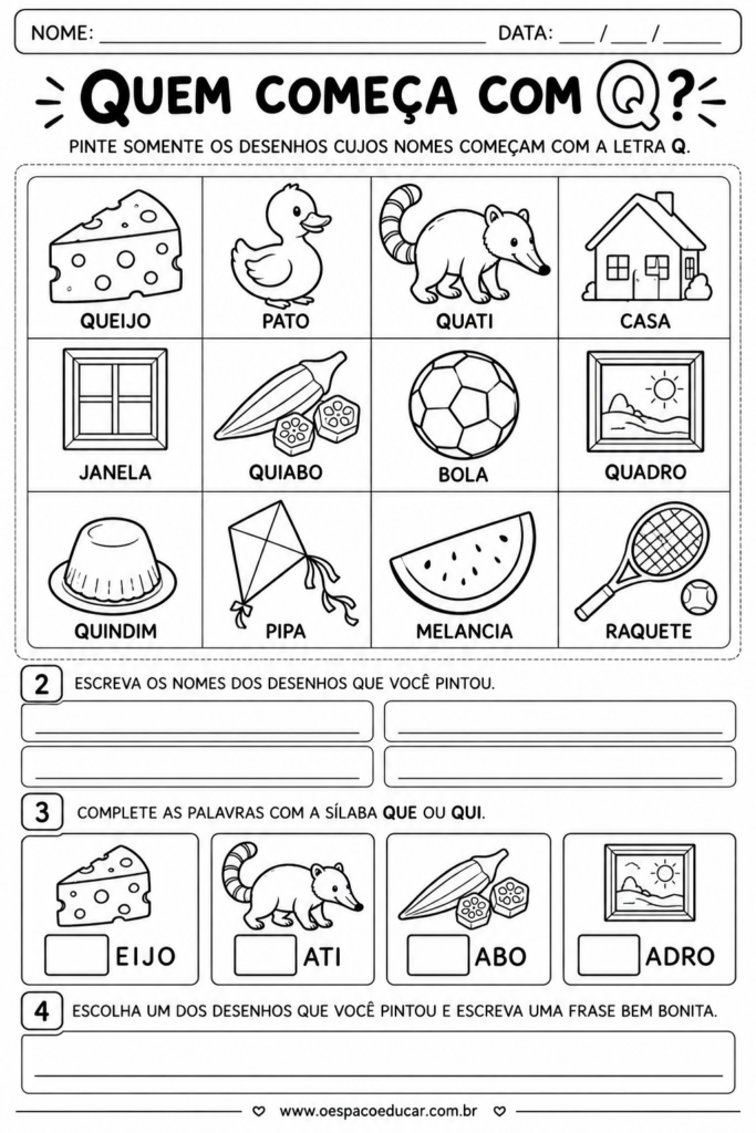 Atividade de alfabetização_ letra Q