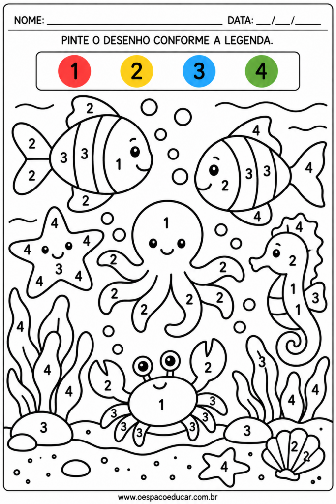 Atividade submarina de pintar por números