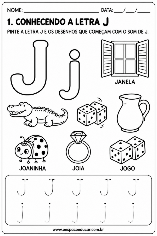 Alfabetização: Atividades da Letra J!