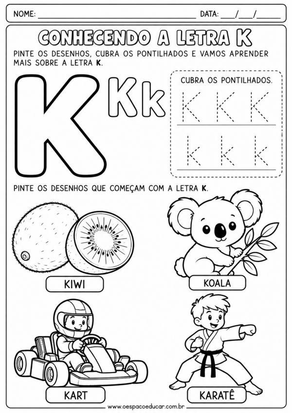 Alfabetização: Atividades da Letra K!