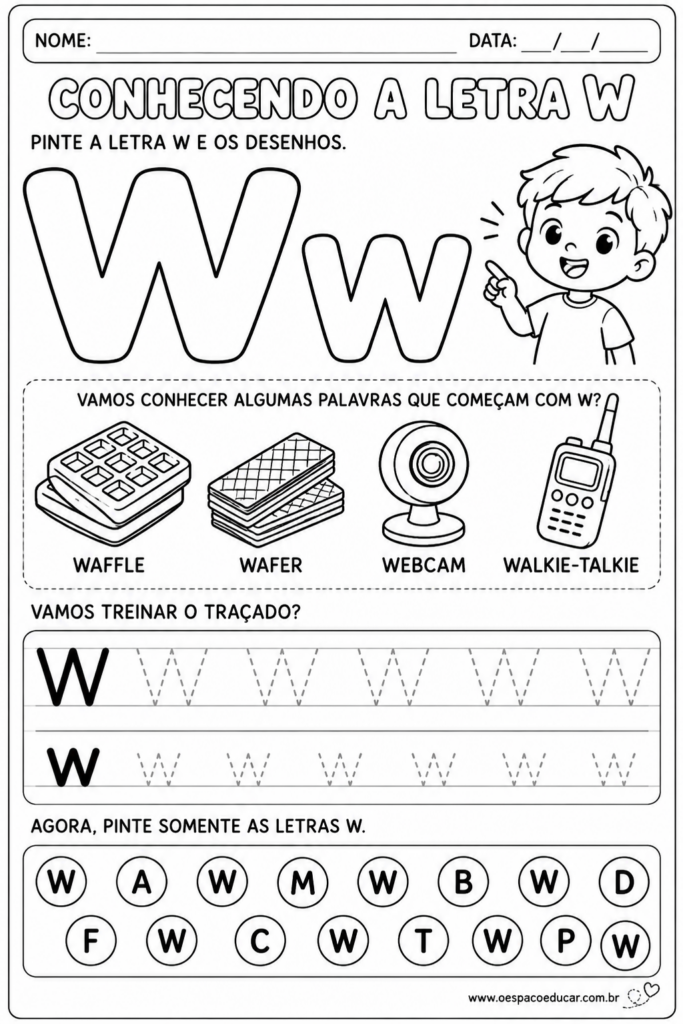 Atividades com a Letra W