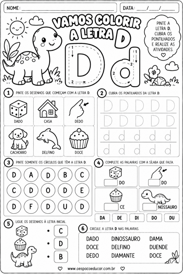 Alfabetização: Atividades da Letra D!