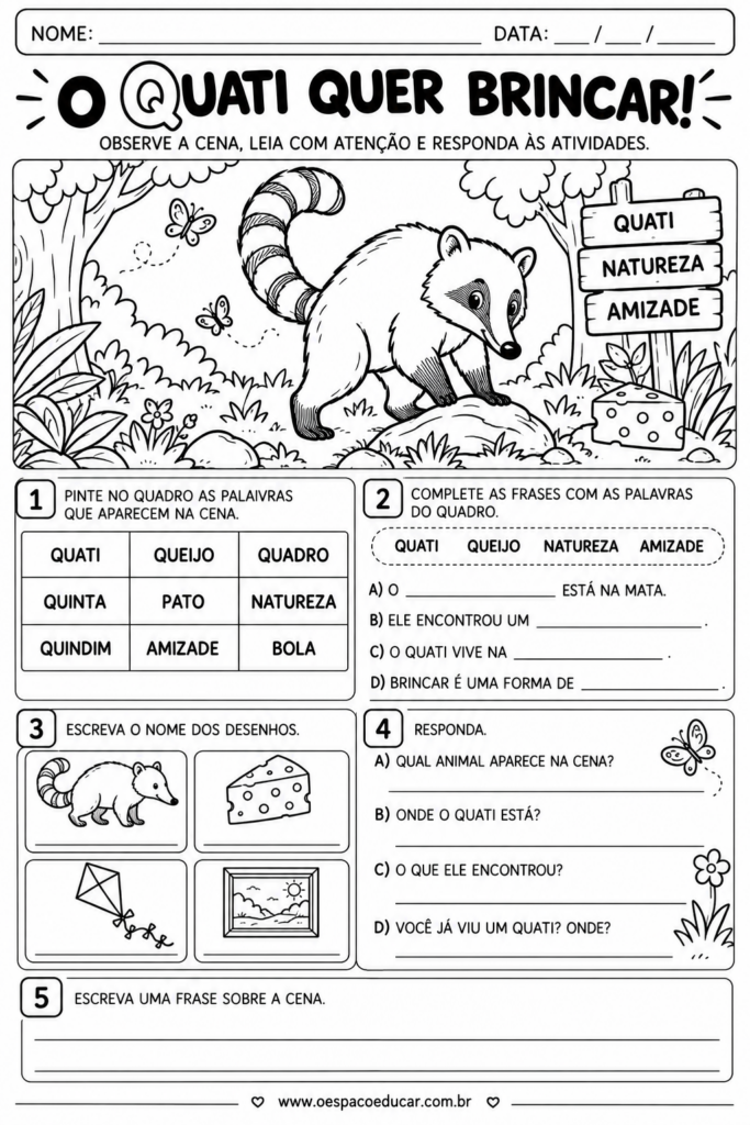 Atividades de leitura com o quati