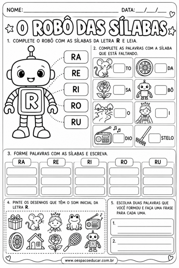 Alfabetização: Atividades da Letra R!