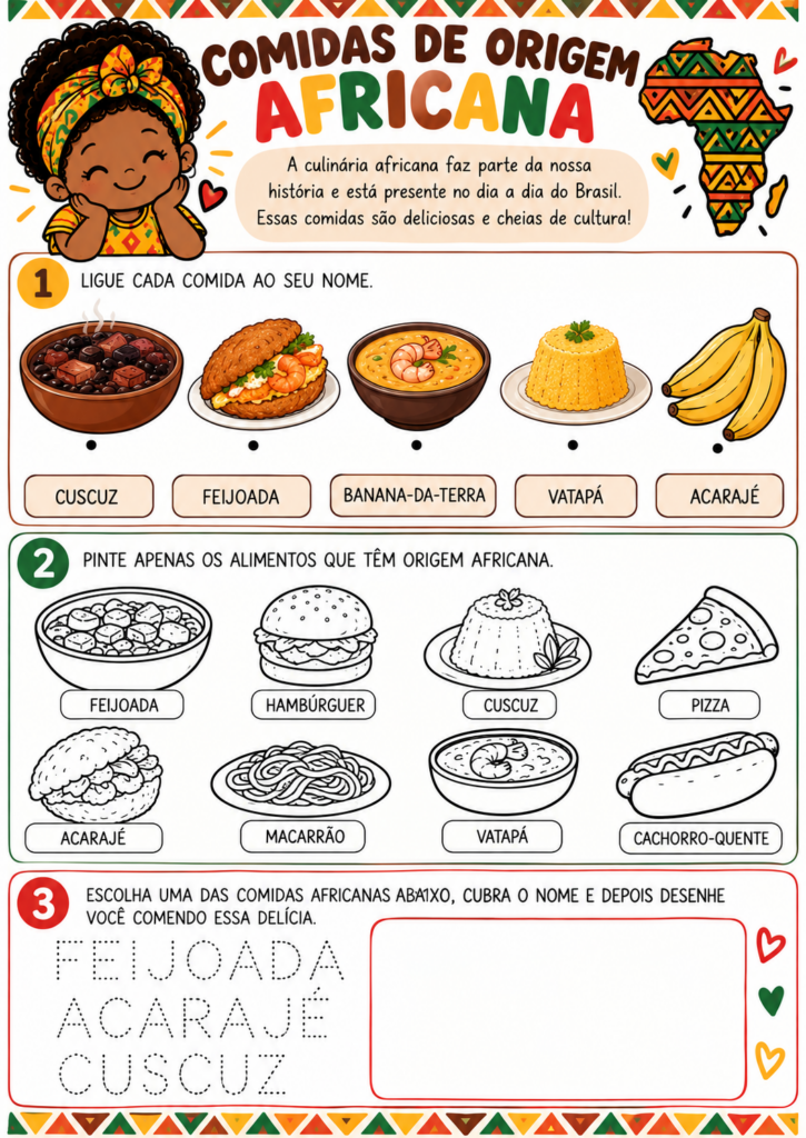 Atividades sobre comidas de origem africana