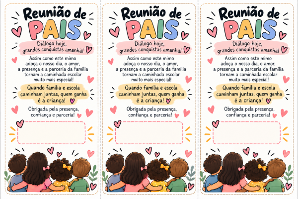 Cartão para reunião de pais!