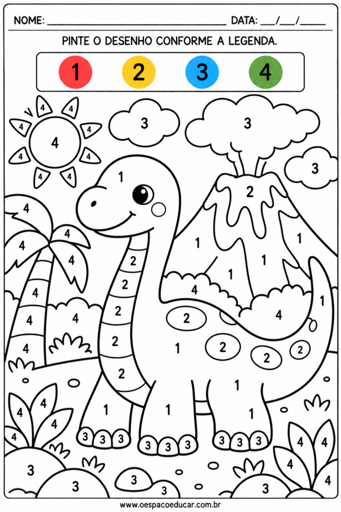 Dinossauro no Vulcão_ Pinte por Números