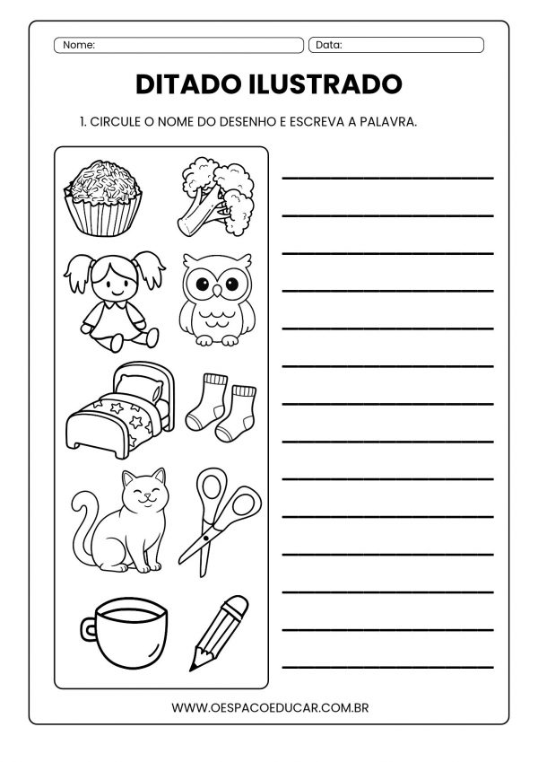 Alfabetização: atividade ditado ilustrado!