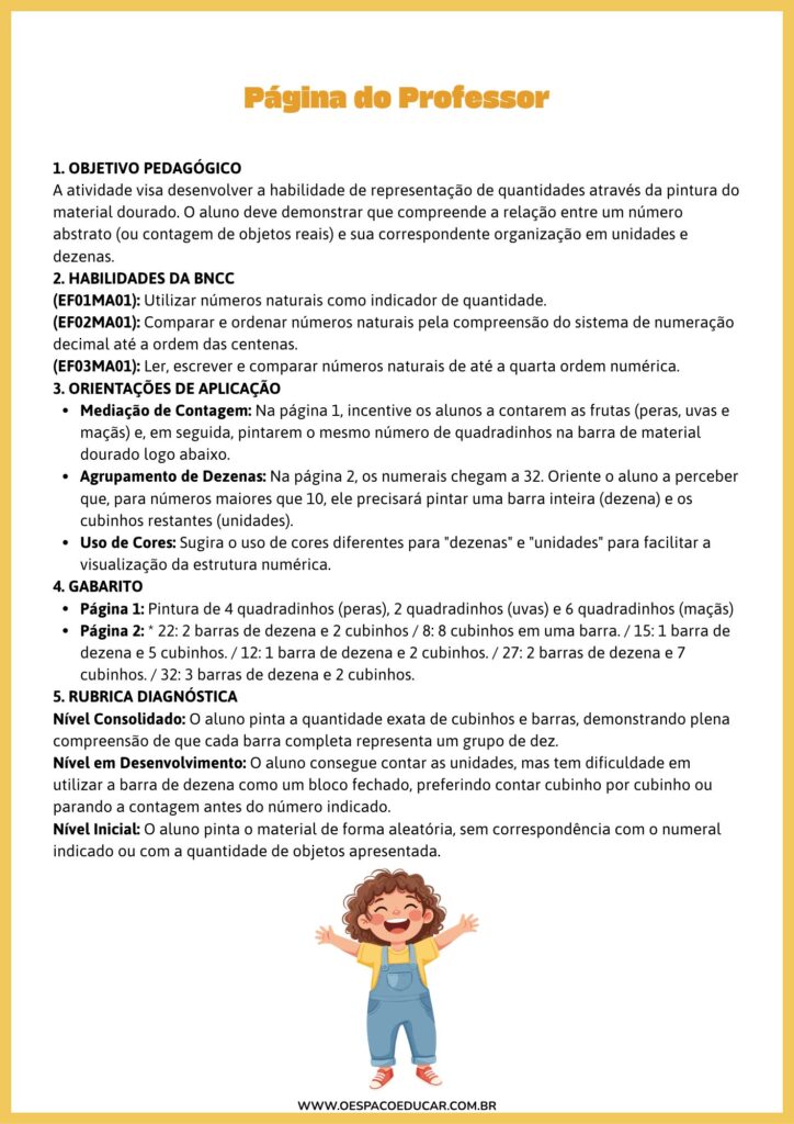Folha de Atividades Material Dourado Ilustrado Colorido (2)
