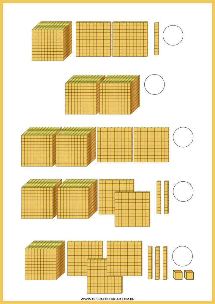Folha de atividade Material dourado milhares Ilustrado Amarelo (1)